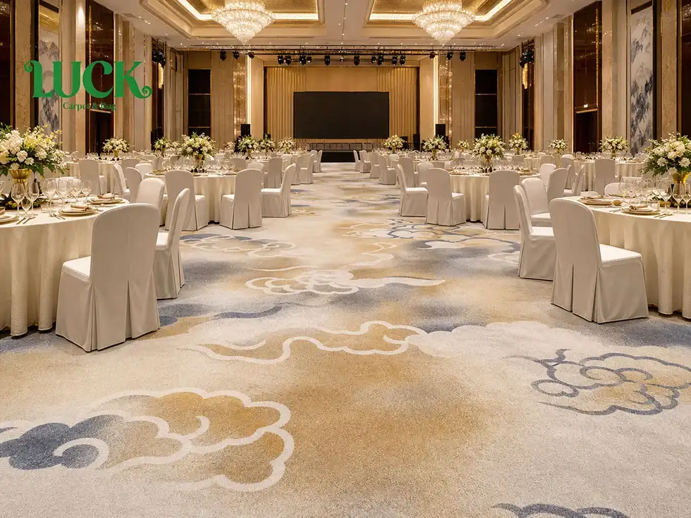 Wool Printed Wall To Wall Carpet For Banquet